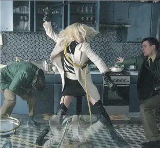  ??  ?? Charlize Theron explodes into summer in Atomic Blonde, a breakneck action-thriller that follows MI6’s most lethal assassin through a ticking-time bomb of a city simmering with revolution and double-crossing hives of traitors.