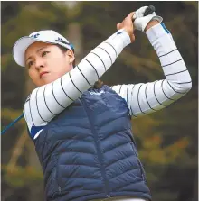  ?? AP-Yonhap ?? South Korea’s Chun In-gee watches her tee shot on the first hole during the third round of the LPGA Canadian Open tournament in Priddis, Alberta, Aug. 27, 2016.