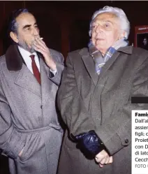  ?? FOTO U. PIZZI ?? Famiglia e amici Dall’alto in basso: assieme ai suoi figli; con Gigi Proietti; con Dino Risi; di lato, Vittorio Cecchi Gori