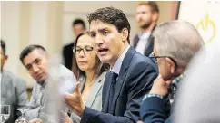  ?? MATT SMITH / THE CANADIAN PRESS ?? Prime Minister Justin Trudeau meets with First Nations leaders in Saskatoon last week.