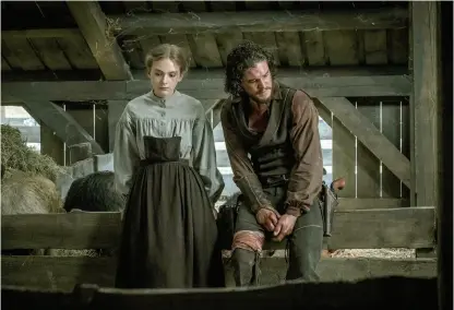  ??  ?? Dakota Fanning and Harrington in the western thriller Brimstone (2016).