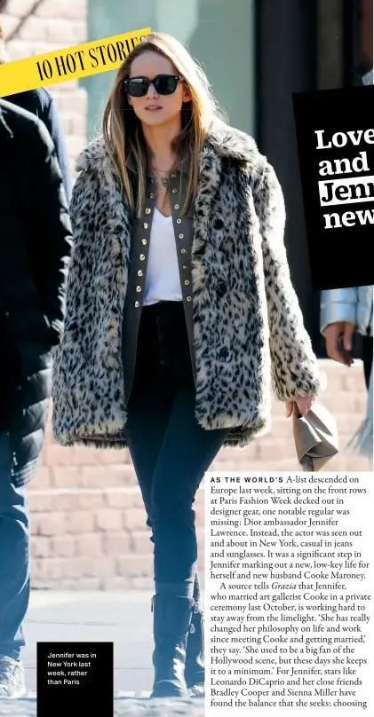  ??  ?? Jennifer was in New York last week, rather than Paris