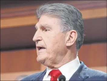 ?? Mariam Zuhaib
The Associated Press ?? Sen. Joe Manchin, D-W.VA., an defender of fossil energy production, said he will block President Joe Biden’s pick to oversee oil and gas leasing at the Interior Department.