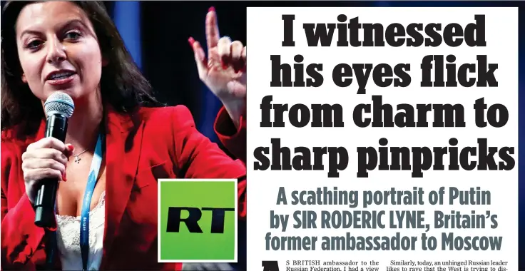  ?? ?? ALLY: Margarita Simonyan, who set up RT in 2005. Inset: the TV channel’s logo