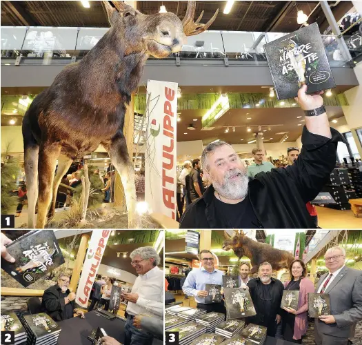  ??  ?? Le chroniqueu­r chasse et pêche du Journal Julien Cabana est bien fier de son premier ouvrage, De la nature à votre assiette, dont le lancement avait lieu hier au magasin Latulippe, à Québec. De nombreux proches sont venus le féliciter pour son travail. Luc Grenier, directeur des Sports du Journal, Martin Balthazar et Mylène Des Cheneaux, des Éditions du Journal, ainsi que Luc Blanchette, ministre des Forêts, de la Faune et des Parcs, entourent Julien Cabana. PHOTOS JEAN-FRANÇOIS DESGAGNÉS