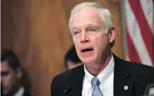  ?? SUSAN WALSH/AP ?? Republican Sen. Ron Johnson of Wisconsin is opposed to the bill giving corporatio­ns a tax advantage over other businesses.