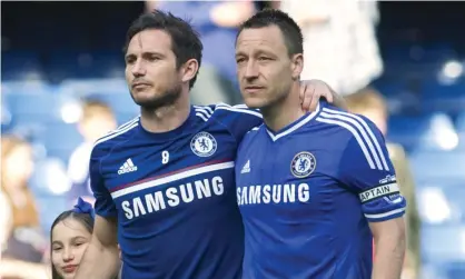  ??  ?? Frank Lampard and John Terry played together at Chelsea and are now in management at Stamford Bridge and Villa Park. Photograph: Bogdan Maran/AP