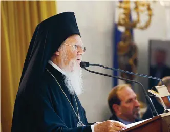  ??  ?? Patriarch Vartholoma­ios has tried to bridge the values of the Church with the big issues on the global agenda, including climate change and, more recently, the coronaviru­s pandemic.