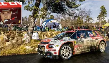  ??  ?? En janvier, Nicolas Ciamin avait fait des étincelles sur les routes du Rallye Monte-Carlo. Qu’en sera-t-il ce week-end en Estonie où le Niçois touchera terre pour la première fois au volant d’une C R ? (Photos Jo Lillini)