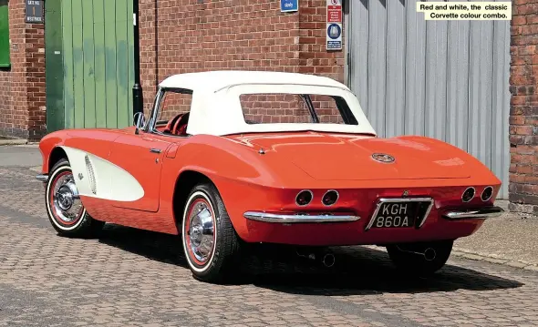  ??  ?? Red and white, the classic Corvette colour combo.