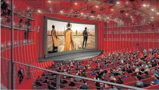  ?? ©Renzo Piano Building Workshop / ©AMPAS ?? THE MUSEUM’S sphere, in an artist’s rendering, will feature a blood-red theater with 1,000 seats.