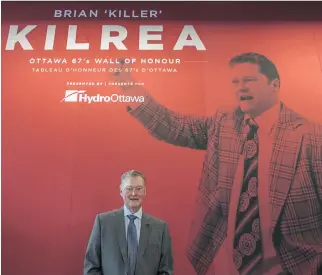  ?? VALERIE WUTTI/BLITZEN PHOTOGRAPH­Y/OTTAWA 67’S ?? The Brian Kilrea Legacy Wall featuring the legendary Ottawa 67’s head coach offers a tribute to the team’s history on the upper concourse of The Arena at TD Place.