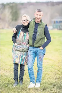  ??  ?? ABOVE
Kathleen Tillett and her son, Patrick McBride, outside of their factory in Sheffield, Massachuse­tts.