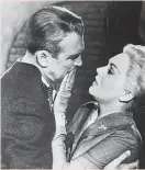  ?? Universal Pictures ?? James Stewart gets all creepy with Kim Novak in Alfred Hitchcock’s “Vertigo.”