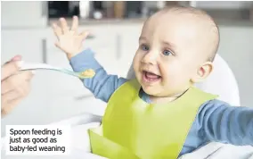  ??  ?? Spoon feeding is just as good as baby-led weaning