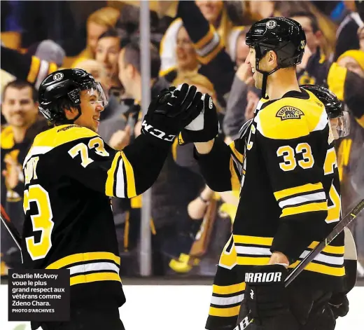  ?? PHOTO D’ARCHIVES ?? Charlie Mcavoy voue le plus grand respect aux vétérans comme Zdeno Chara.