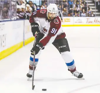  ?? ERNEST DOROSZUK ?? Avalanche GM Joe Sakic loves forward Nazem Kadri for his emotion and fire. Kadri has 19 goals and 36 points in 51 games, while also picking up a team-high 97 penalty minutes.