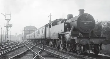  ?? Author’s Collection ?? There was a plethora of junctions in the Canal area of Carlisle! In October 1961, Fowler 2-6-4T No 42317 (Derby, March 1928) crosses Canal Junction with a train from Silloth, heading for Port Carlisle Branch Junction, and crossing Willowholm­e Junction in the process. The rear of the train is crossing Port Carlisle Junction, its massive signal box sited in the ‘V’ of the Silloth branch and the Waverley main line, with access to Canal depot being as a facing connection for locomotive­s heading north towards Hawick. The tank engine spent six months at Carlisle Canal shed, arriving in May 1961 from Springs Branch, and then moving on in the November to Tebay. It was withdrawn from Huddersfie­ld shed on 23 August 1965, thereafter being sold to Cashmore’s of Great Bridge, for scrapping.