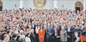  ??  ?? Members of the National Constituen­t Assembly pose for a family picture during its first session at Palacio Federal Legislativ­o, in Caracas, Venezuela. — Reuters photo