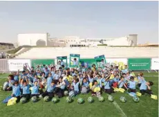  ??  ?? All the children had the chance to play on the pop up football pitch.