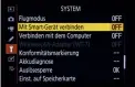  ??  ?? Verbindung aktivieren
Die kabellose Verbindung per WLAN und Bluetooth wird über den Menüpunkt „Mit Smart-Gerät verbinden“eingericht­et.