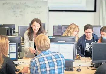  ??  ?? Cyber expert Dr Natalie Coull of Abertay University, addresses some of her students.