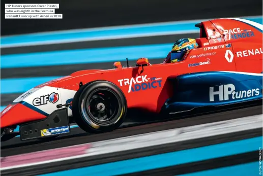  ??  ?? HP Tuners sponsors Oscar Piastri, who was eighth in the Formula Renault Eurocup with Arden in 2018