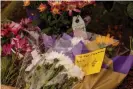  ?? Mike Blake/Reuters ?? A memorial is left for John Cheng, who was killed in Sunday's shooting at the Geneva Presbyteri­an church. Photograph: