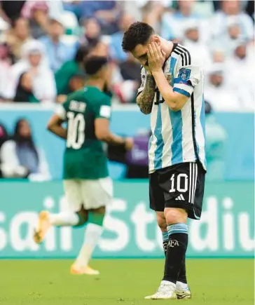  ?? NATACHA PISARENKO/AP ?? Lionel Messi and Argentina saw its 36-match unbeaten streak end with a loss to Saudi Arabia on Tuesday.