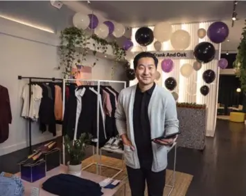  ?? ANDREW FRANCIS WALLACE PHOTOS/TORONTO STAR ?? Frank And Oak CEO Ethan Song at the new Queen West storefront for his company’s womenswear line.