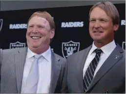  ?? Bay Area News Group /TNS ?? Raiders owner Mark Davis and head coach Jon Gruden.