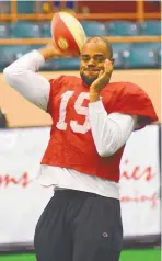  ?? ADOLPHE PIERRE-LOUIS/JOURNAL ?? Duke City QB Donovan Porterie, shown during practice last week, has thrown 35 touchdown passes this season, tops in the CIF.