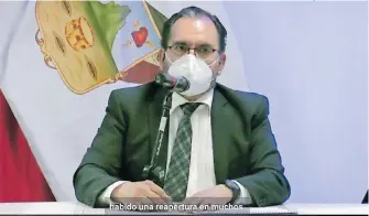  ?? /CORTESÍA.: @SALUDHIDAL­GO ?? Alejandro Efraín
Benítez Herrera, titular de la Secretaría de Salud, en conferenci­a.