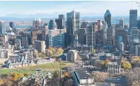  ?? DANIEL SLIM AFP/GETTY IMAGES FILE PHOTO ?? A view of downtown Montreal from Mount Royal.