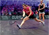  ?? — Supplied photo ?? Nour El Sherbini during day three of the 2016 PSA Dubai World Series Finals.