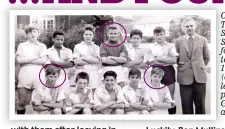  ?? ?? On side: Tennyson Street School football team in 1958, with (circled, left to right) pals Kenny, Graham and Robbie