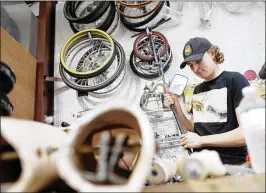  ??  ?? Armando Preciado is designing a bike he will control with a life-sized marionette. Parker “sets us up so we can pursue our own projects in a freestyle fashion,” Preciado says. “Learn the mechanics and build something that defines who you are.” Parker...