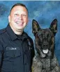  ?? CONTRIBUTE­D ?? Middletown police officer Dennis Jordan was shot after pursuing a suspect on Aug. 31, 2020, in Turtlecree­k Twp. He is a K-9 officer, seen here with his partner, Koda.