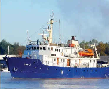  ?? Foto: dpa/Dietmar Hasenpusch ?? Die »Suunta« 2012 im Hafen von Kiel. Sie trägt seit Februar 2017 den Namen »C Star« und fährt unter mongolisch­er Flagge.