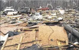  ?? BRENDAN FARRINGTON / ASSOCIATED PRESS ?? Mobile homes were destroyed by severe weather over the weekend in Cook County, Ga. Georgia reported 15 deaths, four people died in Mississipp­i, and a woman in Lake City, Fla., died when a tree crashed into her home.