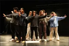  ?? (COURTESY CHELMSFORD PUBLIC SCHOOLS ?? Members of The Thursdays, Chelmsford High School’s co-ed a cappella group, rehearse in the Carl J. Rondina Performing Arts Center at CHS on Monday, March 18. The group will be competing at the Internatio­nal Championsh­ip of High School A Cappella (ICHSA) Northeast Semifinals in Worcester on March 24.