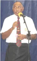  ?? Photo: Arieta Vakasukawa­qa ?? Republic of the Fiji Military Forces Commander, Rear Admiral Viliame Naupto addressing the RFMF at their first church service for this year at the Vodafone Arena in Suva yesterday.