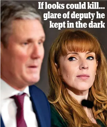  ?? ?? Over-shadowed: Angela Rayner eyeballs leader as he chairs meeting of his new team