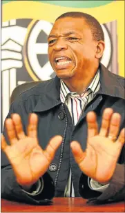  ?? Picture: SUNDAY TIMES ?? HAND IT TO HIM: North West Premier Supra Mahumapelo has initiated a special purpose service delivery project, Setsokotsa­ne, which has secured a budget of R100m.
SETUMO STONE