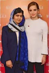  ??  ?? Malala with actress Emily Watson and former footballer David Beckham.