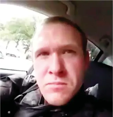  ?? SHOOTER’S VIDEO VIA AP ?? This video frame grab shows suspect Brenton Tarrant in a car before Friday’s shootings in Christchur­ch, N.Z.