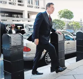  ?? JACQUELYN MARTIN THE ASSOCIATED PRESS ?? Paul Manafort arrives at federal court, in June, in Washington. Lawyers for Trump’s former campaign chairman rested their case Tuesday withough calling any witnesses.