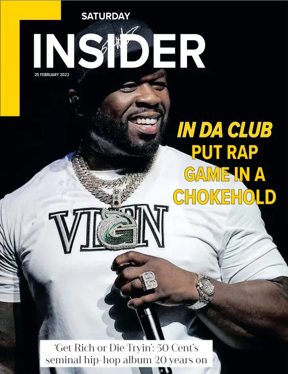  ?? Instagram ?? RAPPER 50 Cent hit the charts in 2003 with In Da Club. The writer says the song would be played at clubs at least twice every night. Each time, it would be accompanie­d by screams and stampedes to the dance floor. |