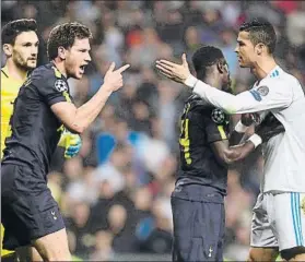  ?? FOTO: GETTY ?? Vertonghen recriminó a Cristiano Ronaldo su antideport­iva acción