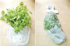  ?? Picture: https://www.phillymag.com/ ?? Above: Wrap damp paper towels around the bases of your herbs, or try storing them upright in a glass with about an inch of water.